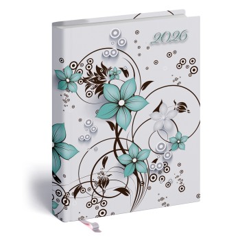 2-Day, B6 kétnapi beosztású határidőnapló + jegyzet, Virágminta