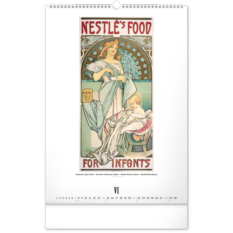 Alphonse Mucha, képes falinaptár 2026