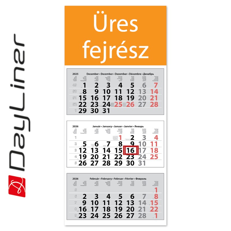 Medium Classic, 3 tömbös 3 hónapos speditőr naptár - Üres, nyomtatható fejrésszel