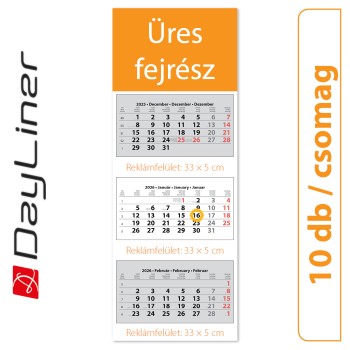 SP3, 3 tömbös 3 hónapos speditőr naptár - Üres, nyomtatható fejrésszel, 10db/csomag