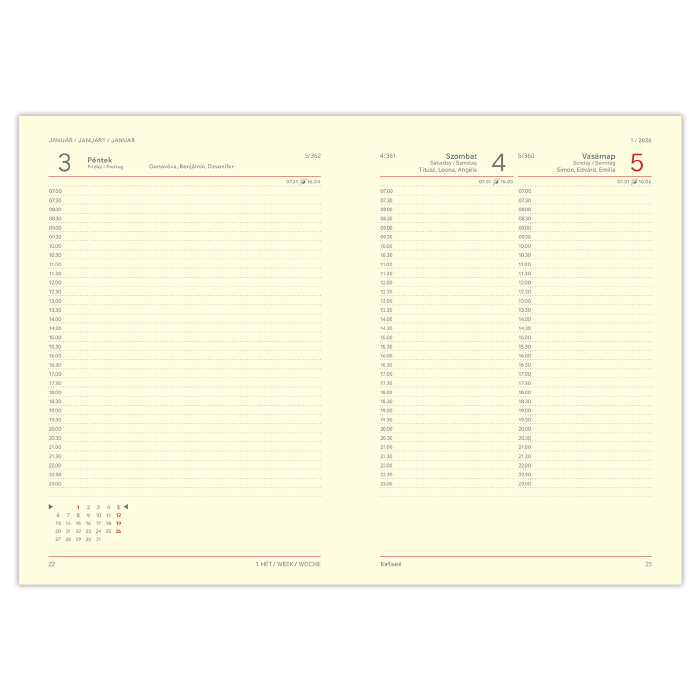 Ace, A5 napi beosztású határidőnapló, Kék